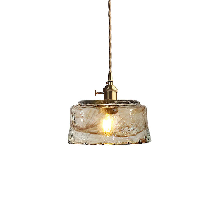Vintage Brass Pendant Light with Adjustable Hanging Amber Glass Shade for Indoor Lighting 10