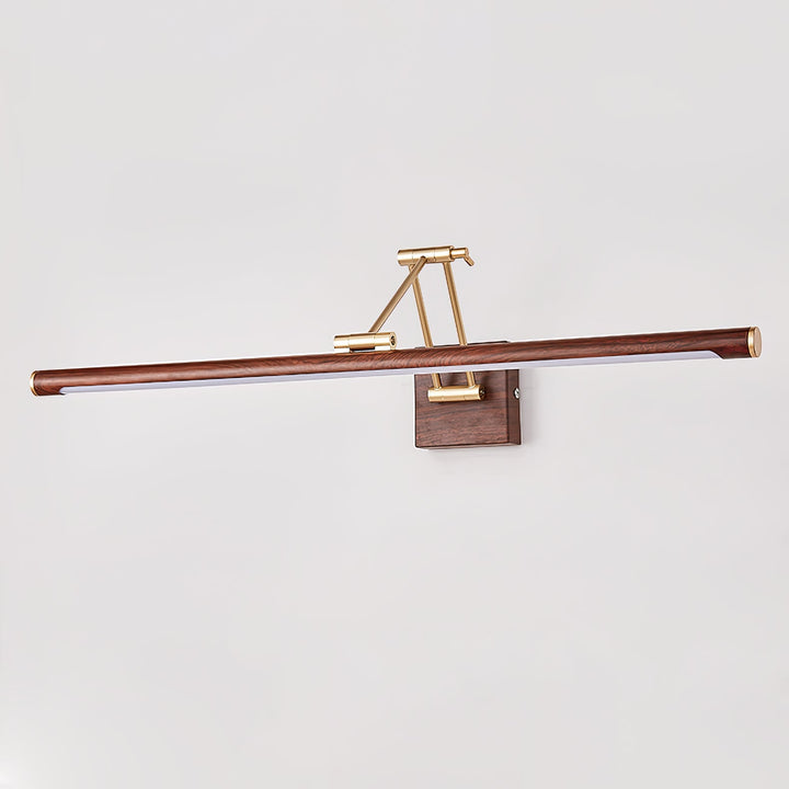 Walnut Linear Wall Light Adjustable LED Brass Fixture for Modern Indoor Spaces