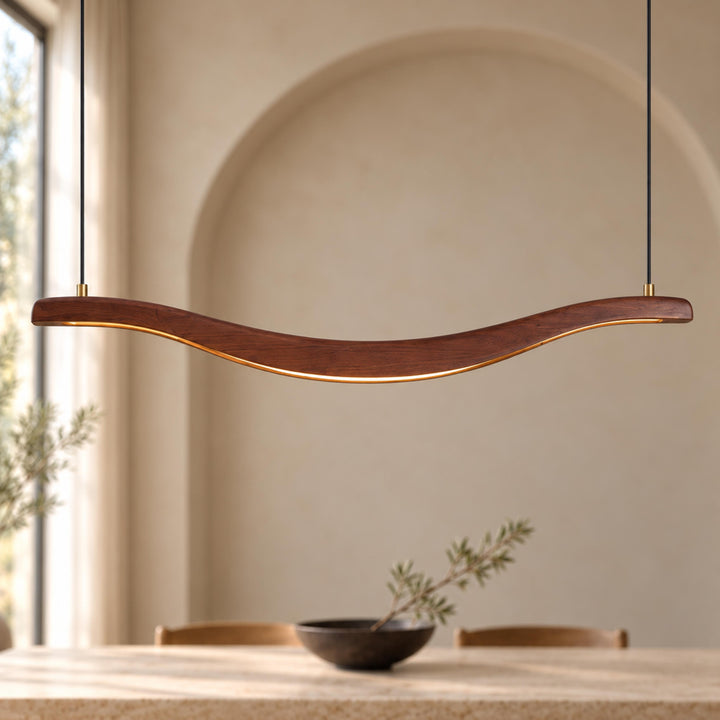 Modern Chandelier Light Ceiling Mounted Metal Acrylic Ash Wood Integrated LED Adjustable
