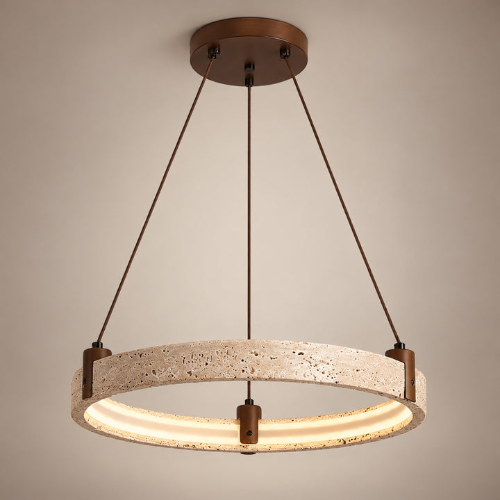 Modern Chandelier Ceiling Light Flush Mount Travertine Stone with Ambient Illumination
