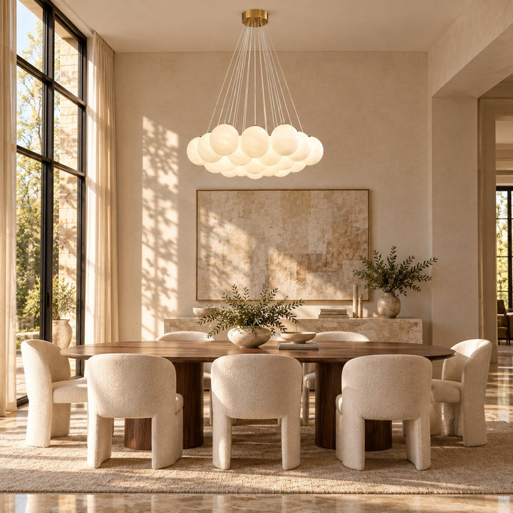 Modern Glass Chandelier Ceiling Light Hanging Metal Frame LED Compatible for Elegant Illumination