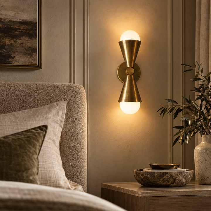 Modern Twin Glass Wall Sconce with Copper Body