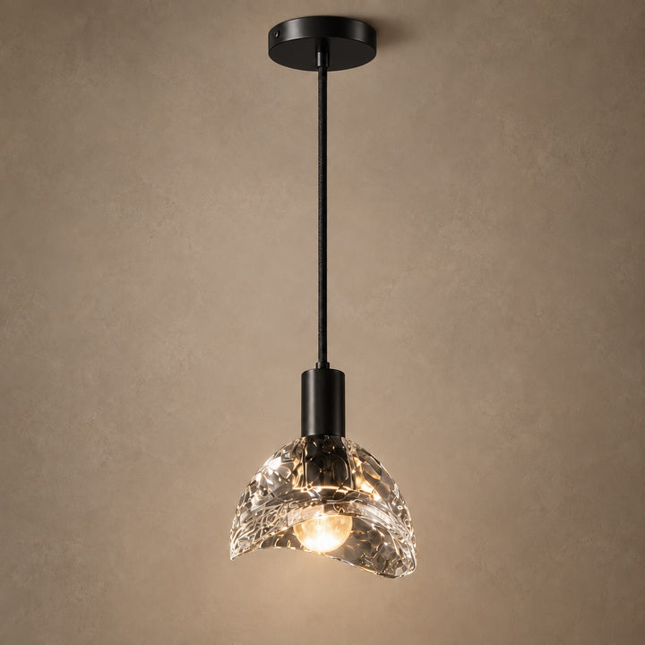 Modern K10 Crystal Pendant Light with Black Brass Frame – G4 LED Ceiling Light