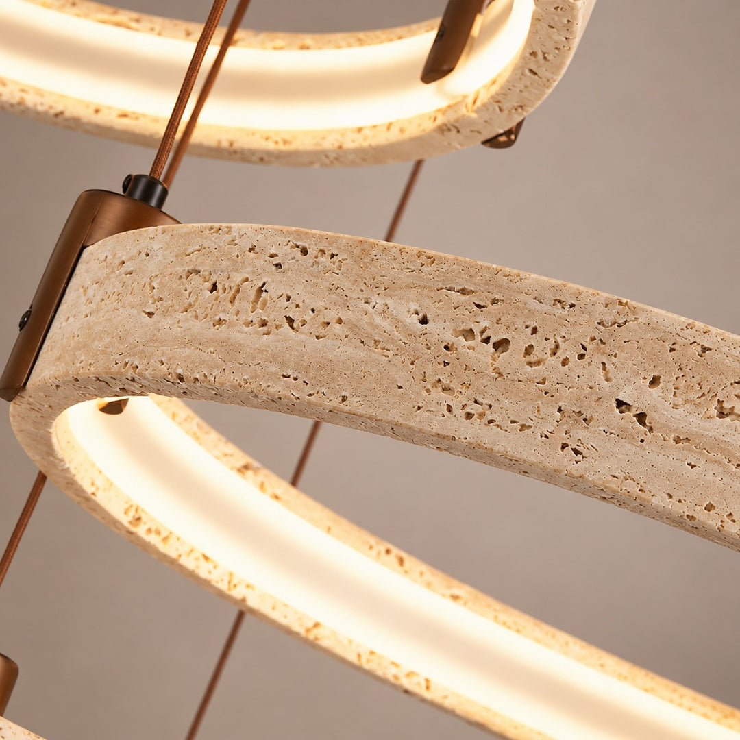 Modern Chandelier Ceiling Light Flush Mount Travertine Stone with Ambient Illumination