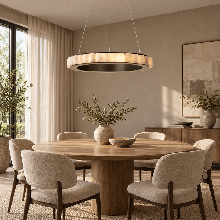 Modern Halo Chandelier Ceiling Light Flush Mount Metal Frame Adjustable Lighting