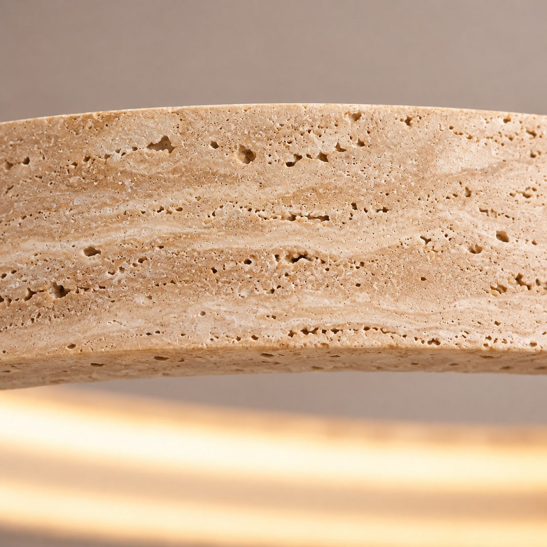 Modern Chandelier Ceiling Light Flush Mount Travertine Stone with Ambient Illumination