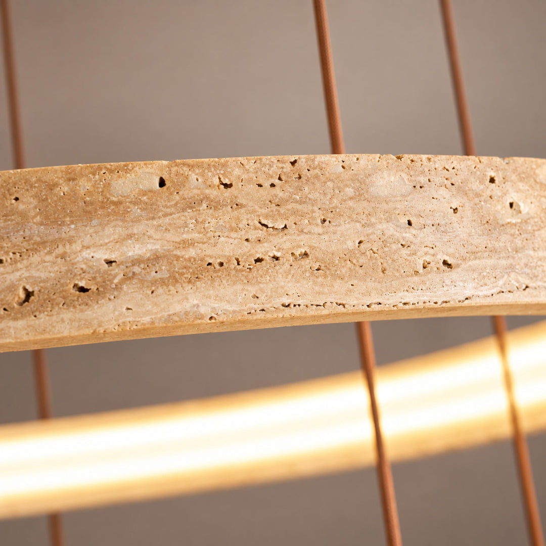 Modern Chandelier Ceiling Light Flush Mount Travertine Stone with Ambient Illumination