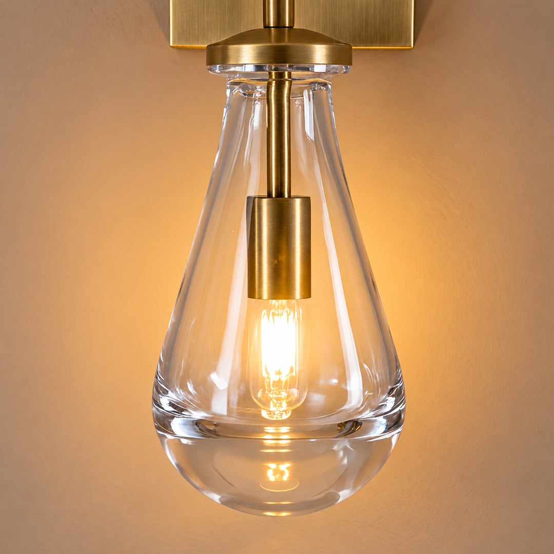 Modern Clear Glass Wall Sconce – Brass or Black Interior Wall Light