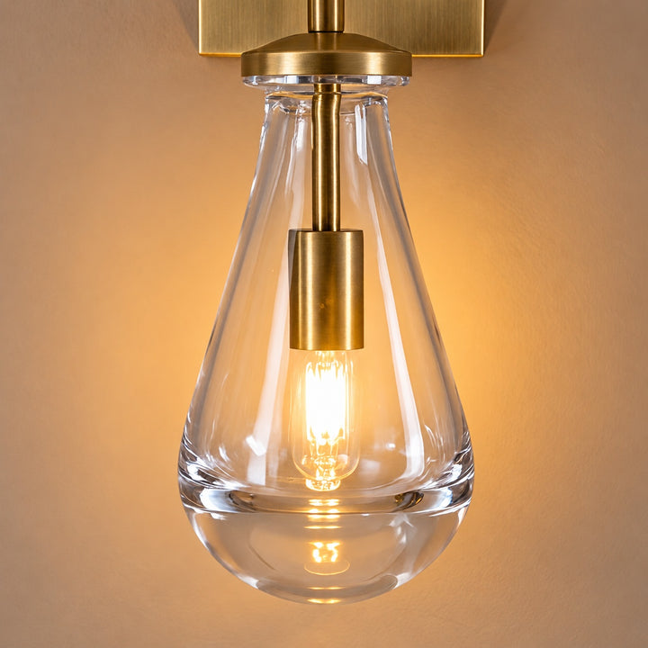Modern Clear Glass Wall Sconce – Brass or Black Interior Wall Light