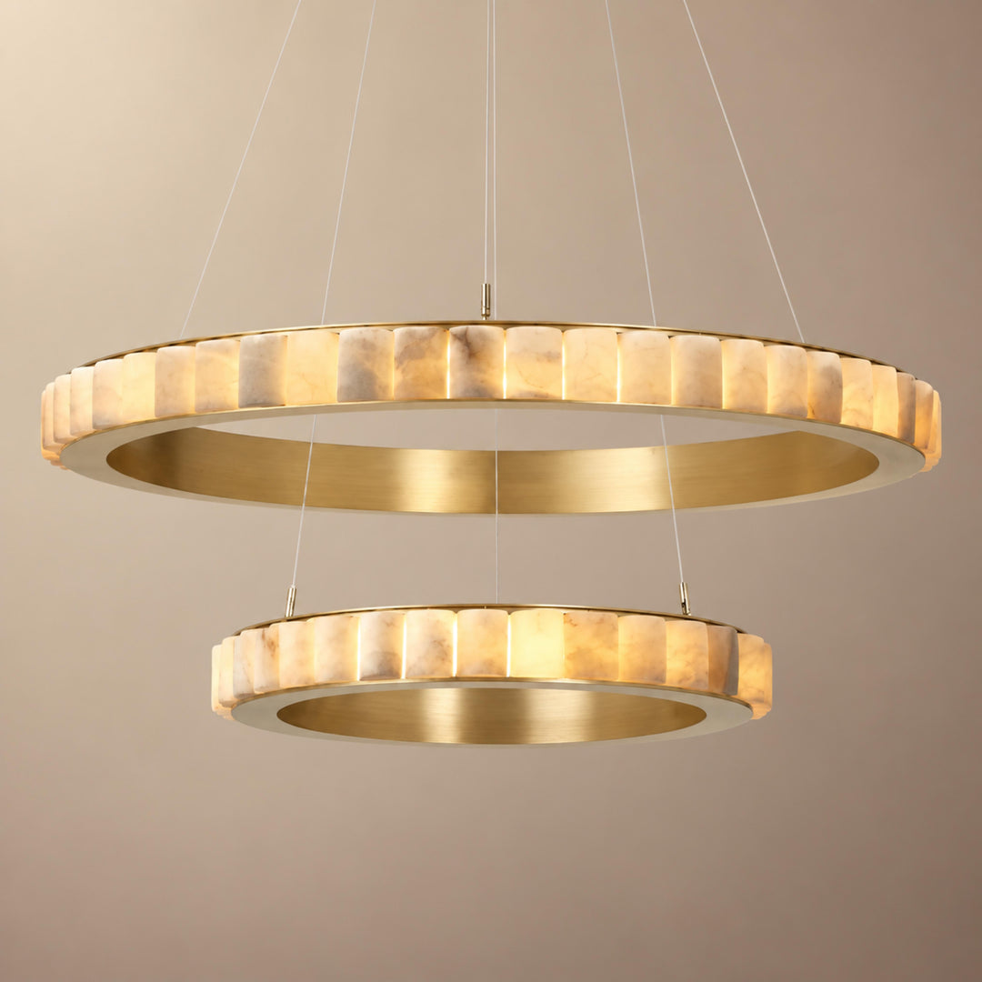 Modern Halo Chandelier Ceiling Light Flush Mount Metal Frame Adjustable Lighting