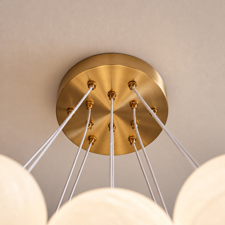 Modern Glass Chandelier Ceiling Light Hanging Metal Frame LED Compatible for Elegant Illumination