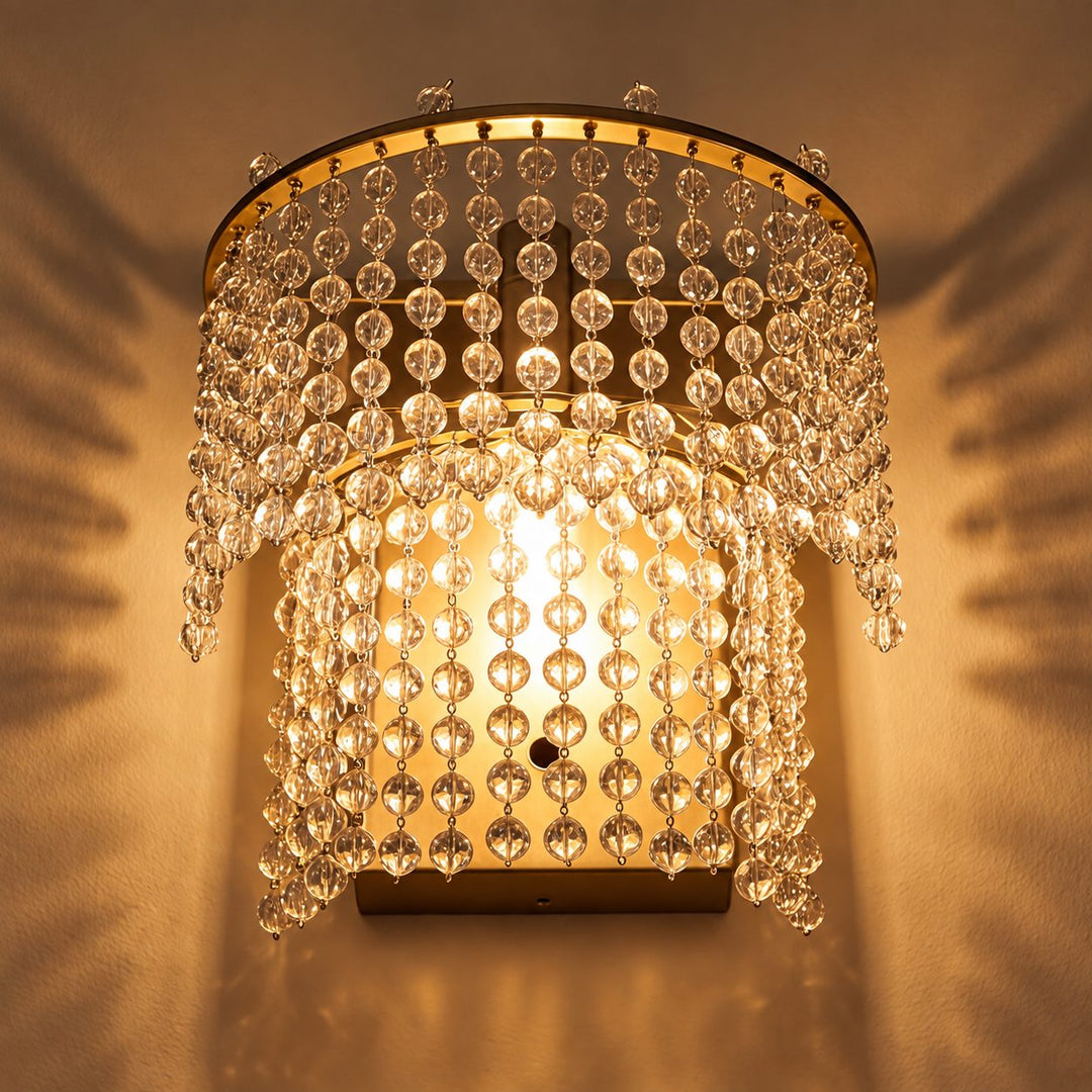 Matte Silver K9 Crystal Wall Sconce Light – Decorative Indoor Wall Light