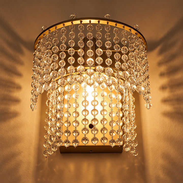 Matte Silver K9 Crystal Wall Sconce Light – Decorative Indoor Wall Light