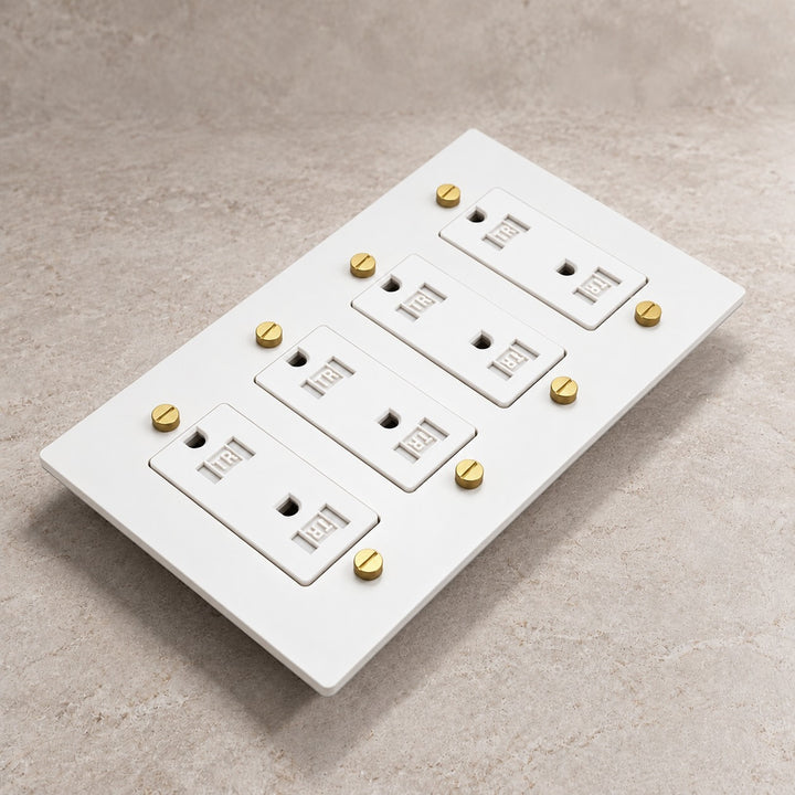 Solid Brass Tamper-Resistant Electrical Outlet – 15A Duplex Receptacle, 1–4 Gang