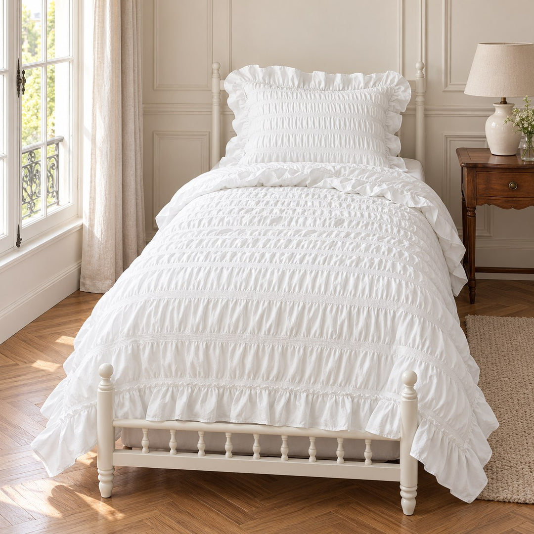Modern Ribbed Bedding Set with Duvet Cover Flat Sheet and Pillow Cases in 100% Polyester