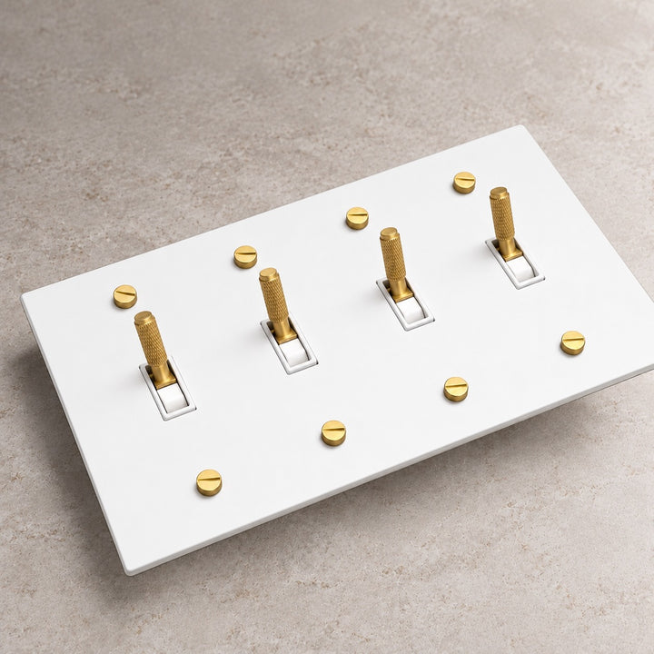 Solid Brass Toggle Light Switch – 3-Way, 1–4 Gang