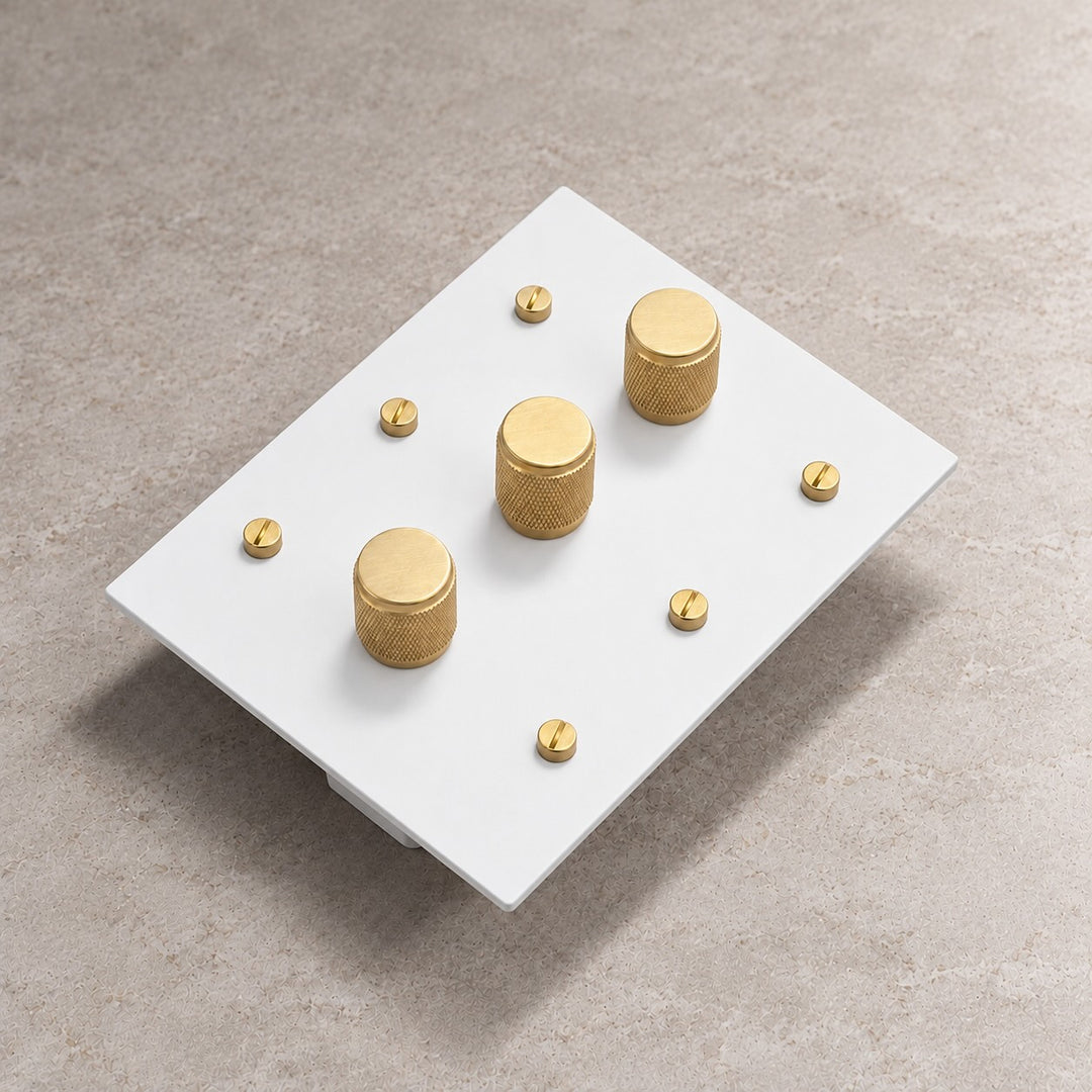 Solid Brass 3-Way Rotary Dimmer Light Switch – 1–4 Gang