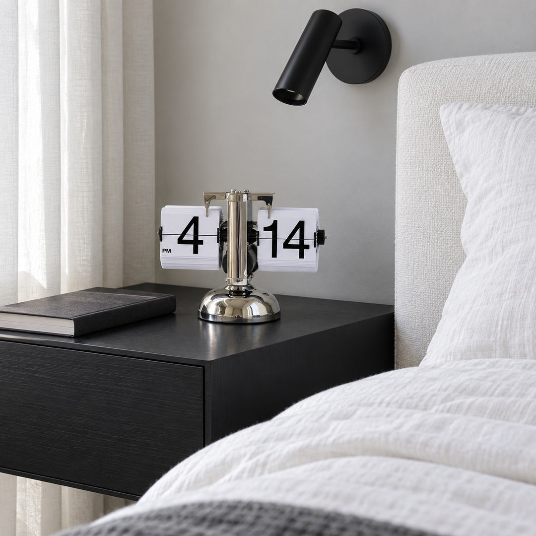 Modern Flip Clock with Stainless Steel and PVC Construction 12-Hour Time Display