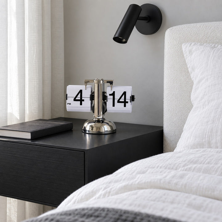 Modern Flip Clock with Stainless Steel and PVC Construction 12-Hour Time Display