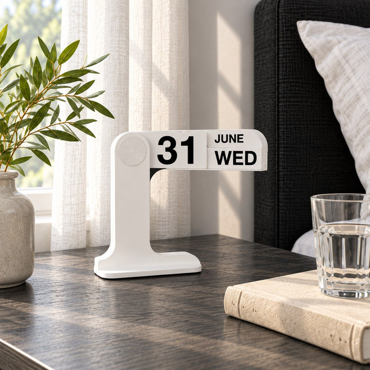Minimalist Desk Calendar Wooden Block Compact Design ABS Material Functional Organizer