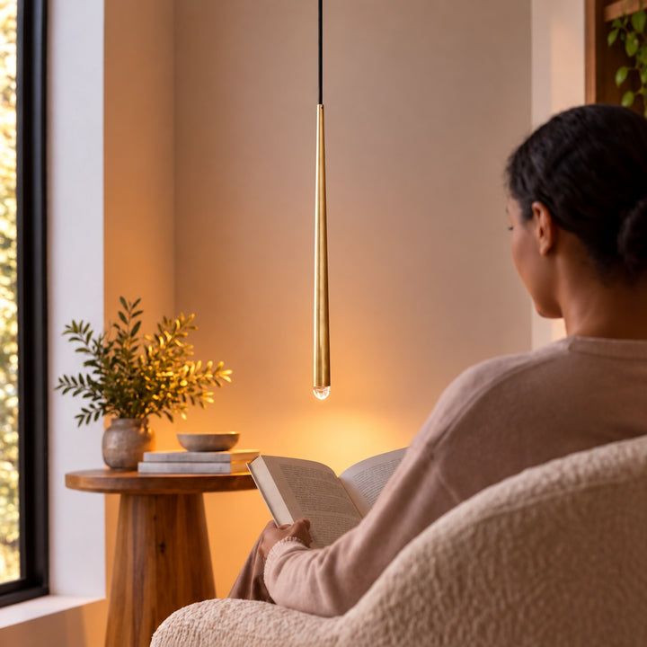 Modern Copper & Crystal Pendant Light with G4 LED
