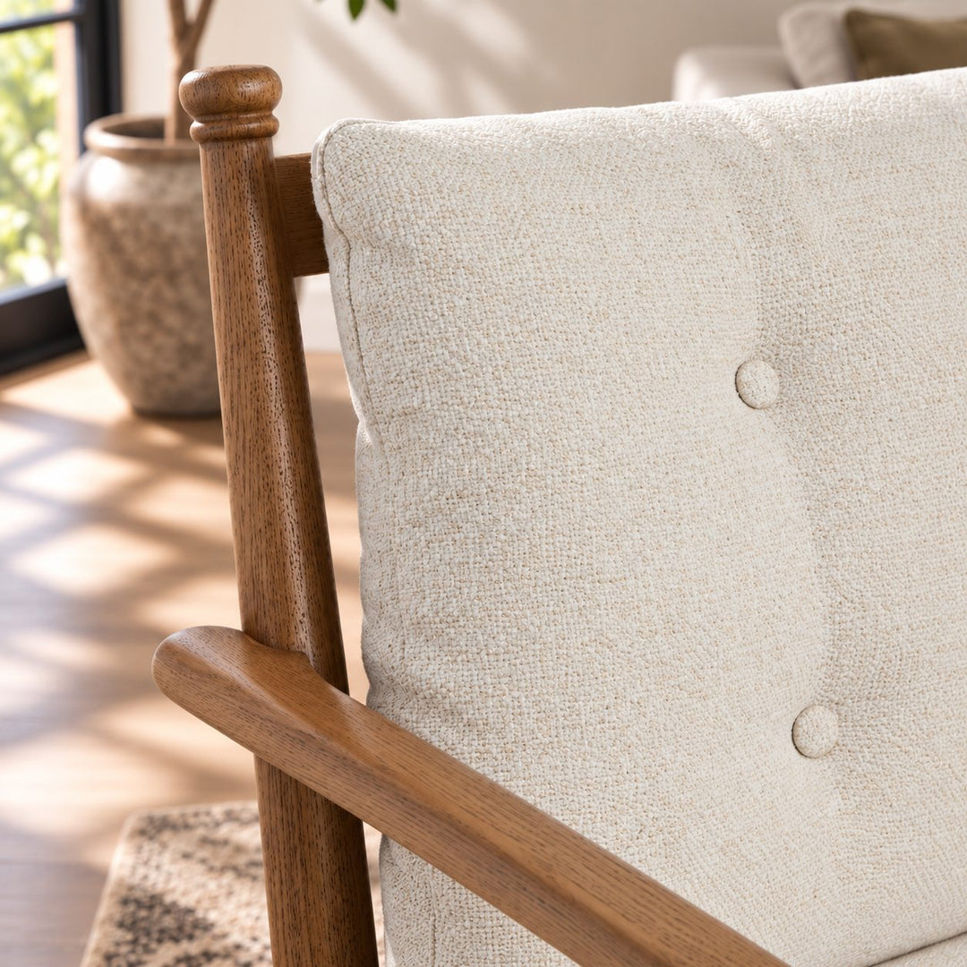 Modern Accent Armchair with Tufted Cushions and Durable Ash Wood Frame for Stylish Comfort