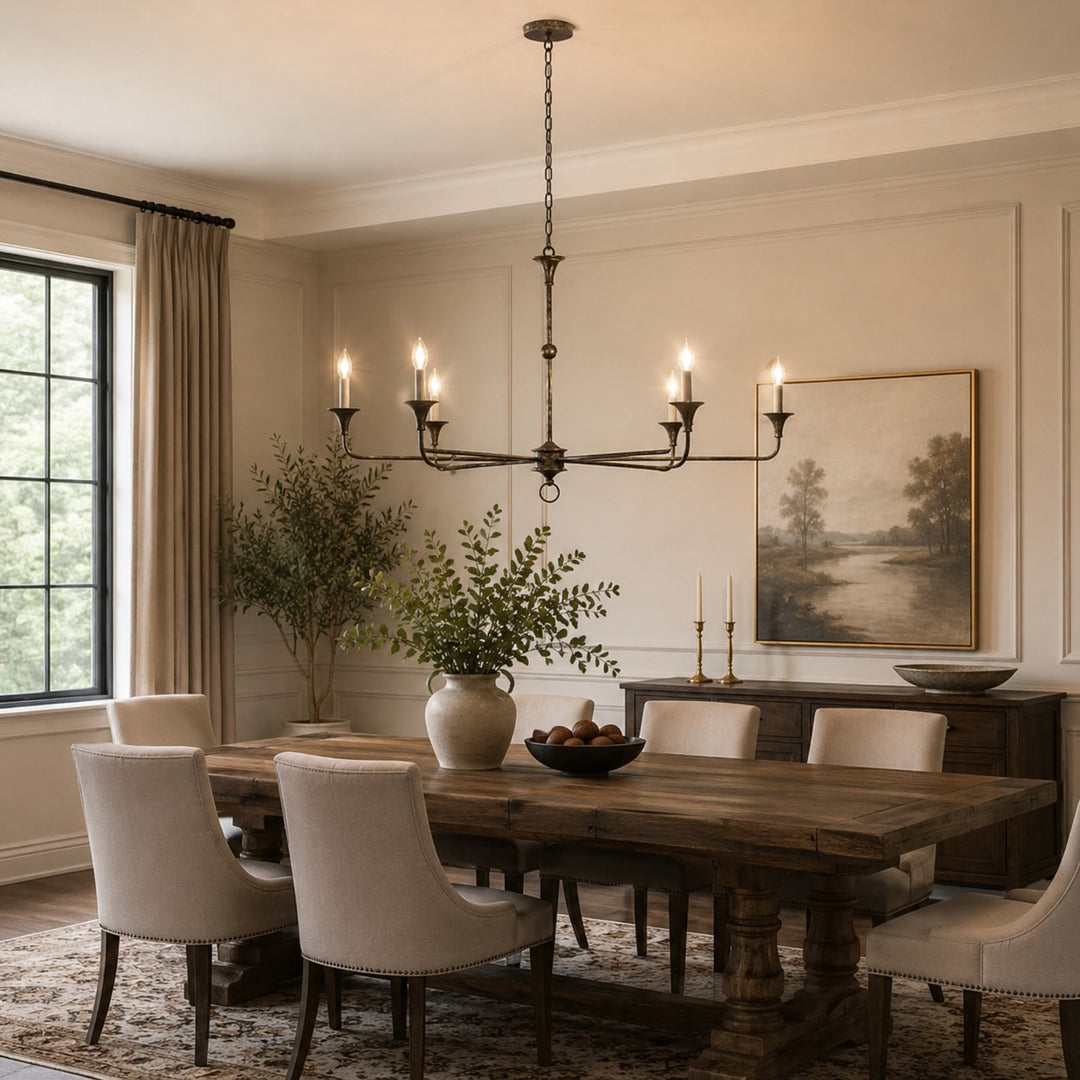 Modern Chandelier Light 5-Head Adjustable Brass Flush Mount E14 Candelabra Bulbs Exposed