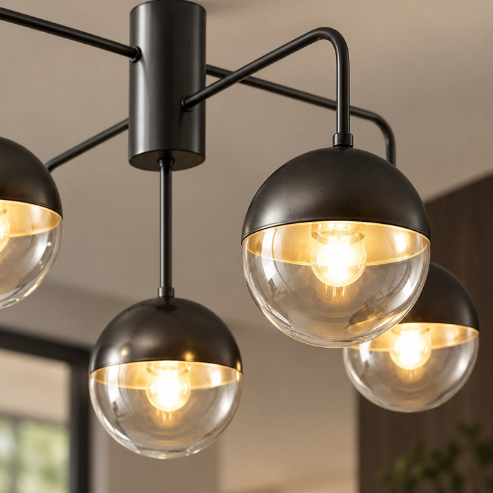 Modern Industrial Ceiling Light Flush Mount Glass and Metal Adjustable LED Compatible 40W