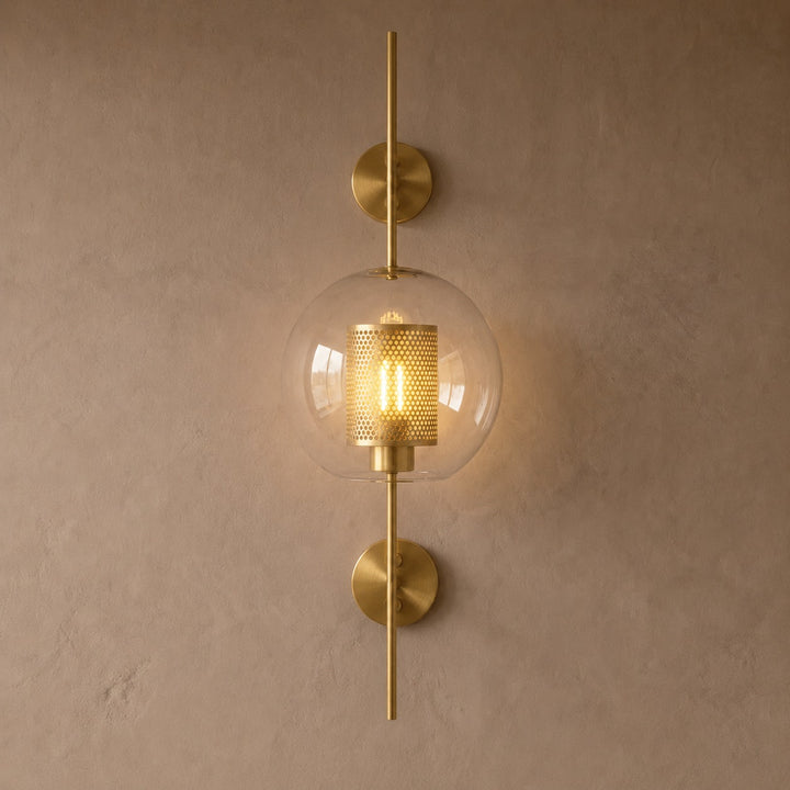 Modern Wall Light Clear Glass Wall Mounted Brass Dimmable LED Fixture Warm Glow