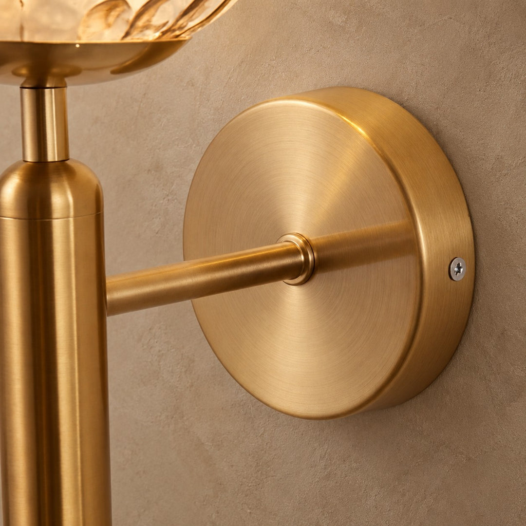 Modern Brass & Textured Glass Globe Wall Sconce | G9 Indoor Wall Light
