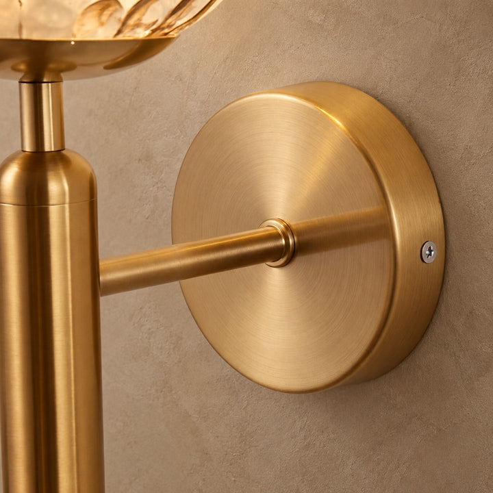 Modern Brass & Textured Glass Globe Wall Sconce | G9 Indoor Wall Light
