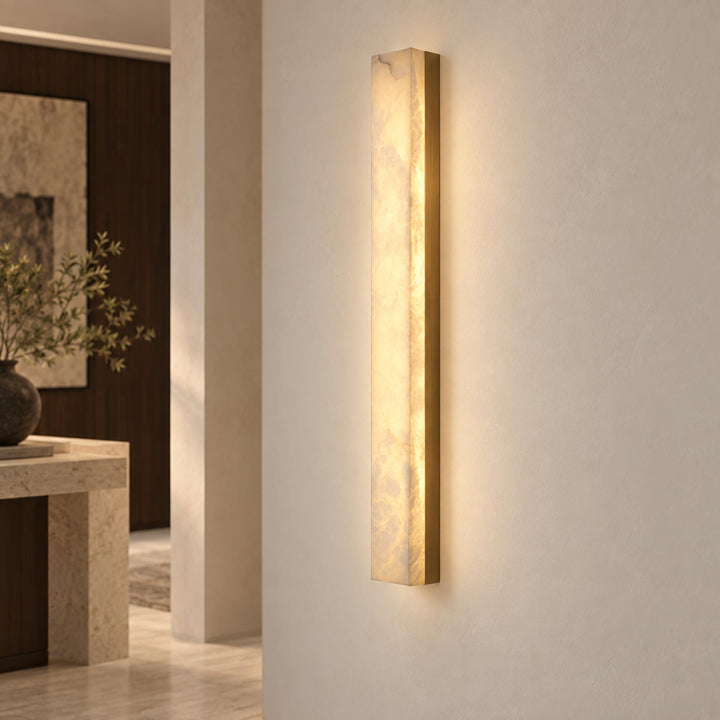 Modern Alabaster Wall Lamp with Adjustable Light and Metal Fixture for Elegant Home Decor