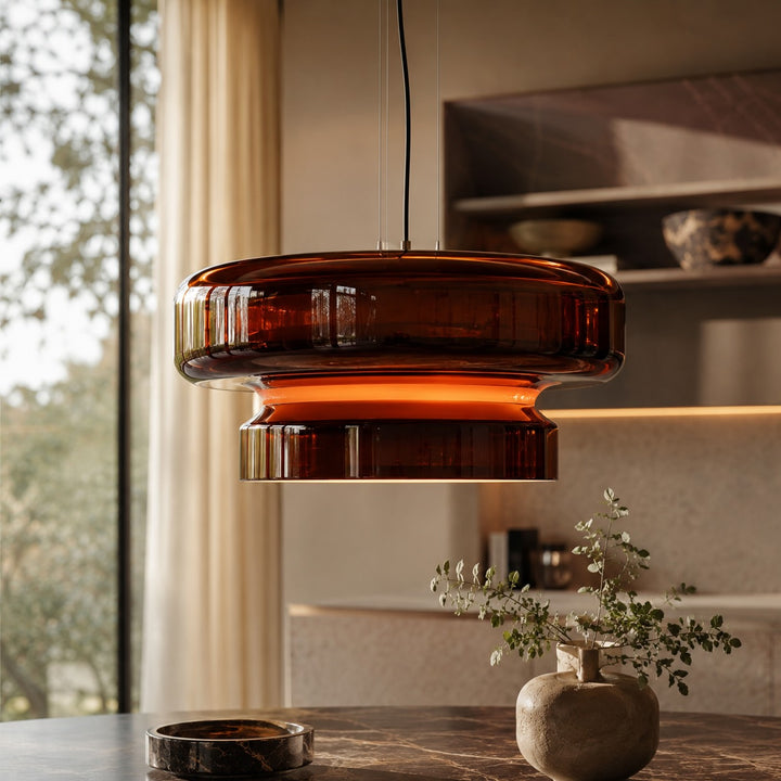 Modern Glass Pendant Lamp Adjustable Hanging Light LED Fixture for Kitchen and Dining