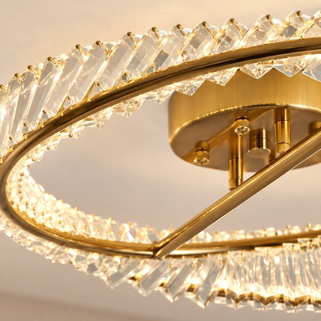 Modern Circular Flush Mount Ceiling Light Stainless Steel Glass Integrated LED Adjustable Color Temperature