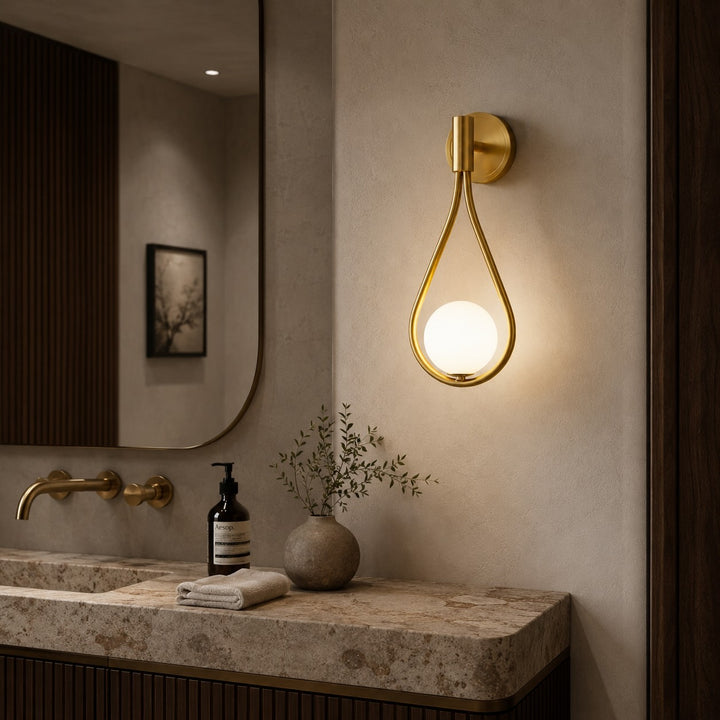 Modern Brass Wall Light Adjustable Wall Mounted Glass Shade LED Fixture for Indoor Use