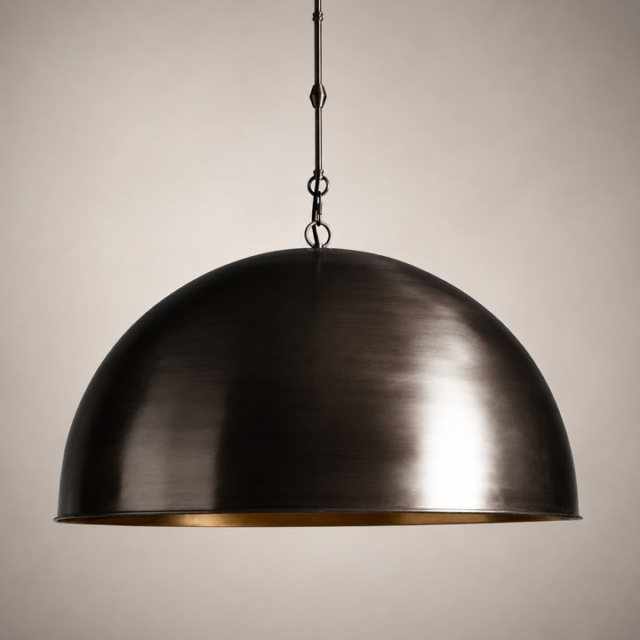 Large Modern Bronze Dome Pendant Light Adjustable Metal Hanging Fixture for Kitchen Island Dining Room
