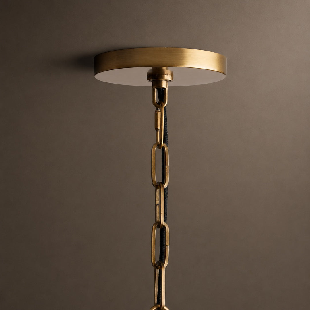 Modern Brass Pendant Light Hanging Linen Fabric Shade Chain Fixture for Kitchen Island Dining Room