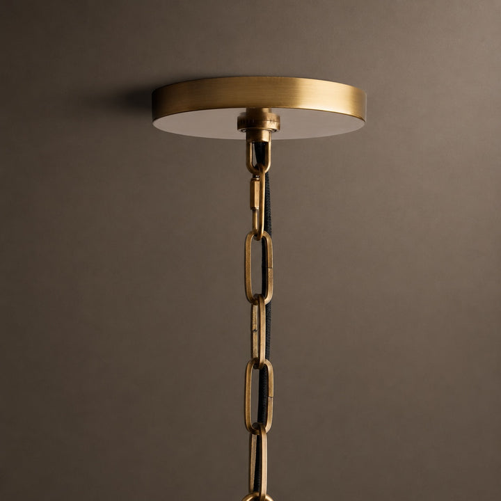 Modern Brass Pendant Light Hanging Linen Fabric Shade Chain Fixture for Kitchen Island Dining Room