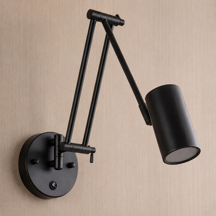 Industrial Wall Light Adjustable Sconce with Metal Fixture in Matte Black and Brushed Gold Finish