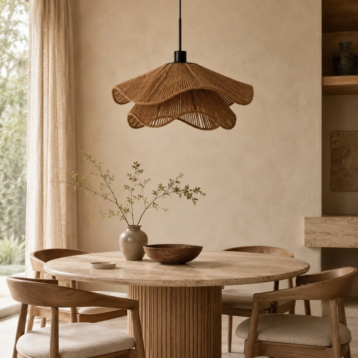 Boho Pendant Lamp Hanging Jute Light Natural Finish Adjustable Height For Kitchen Pendant Lighting