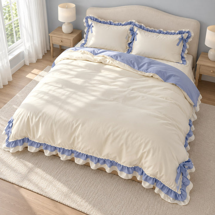 Kawaii Princess Bedding Set Full Queen Size Cotton Duvet Cover Flat Sheet Pillow Cases