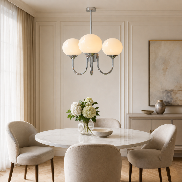 Modern Chandelier Pendant Light Fixture with Adjustable Arms Glass Shades Indoor Lighting