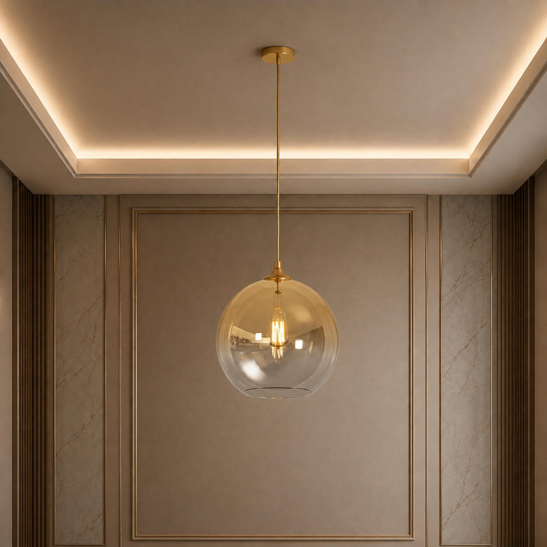 Modern Glass Pendant Light Adjustable Hanging LED with Metallic Gradient Finish