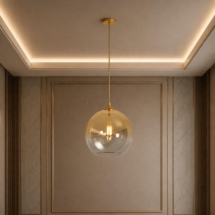 Modern Glass Pendant Light Adjustable Hanging LED with Metallic Gradient Finish