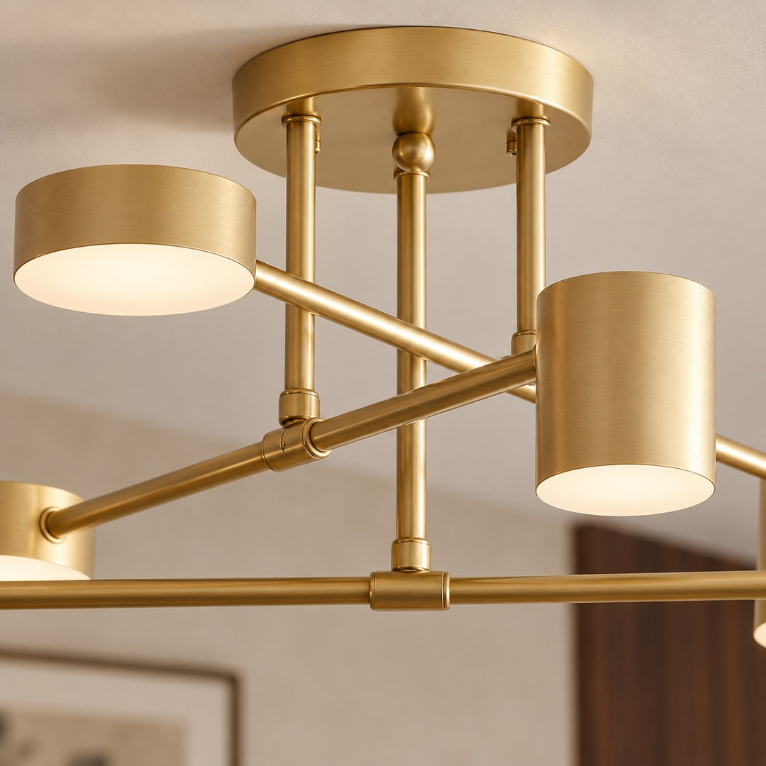 Modern Sputnik Flush Mount Ceiling Light Fixture with Metal Arms and Adjustable LED Bulbs 24 Inch