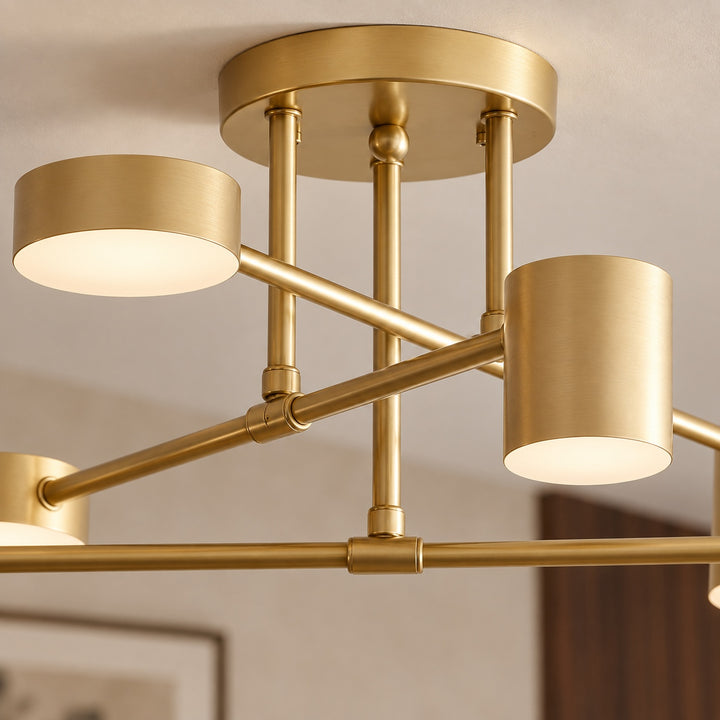 Modern Sputnik Flush Mount Ceiling Light Fixture with Metal Arms and Adjustable LED Bulbs 24 Inch