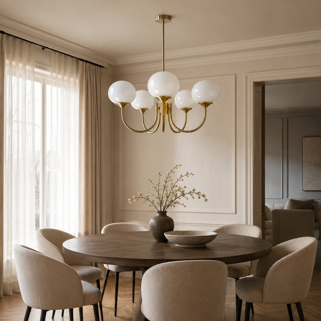 Modern Chandelier Pendant Light Fixture with Adjustable Arms Glass Shades Indoor Lighting