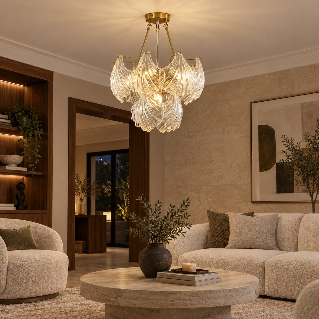 Modern Adjustable Ceiling Light Clear Glass LED Flush Mount Fixture 12 Inch Diameter
