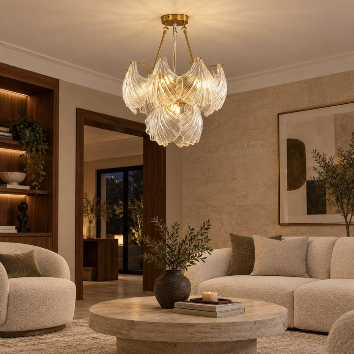 Modern Adjustable Ceiling Light Clear Glass LED Flush Mount Fixture 12 Inch Diameter