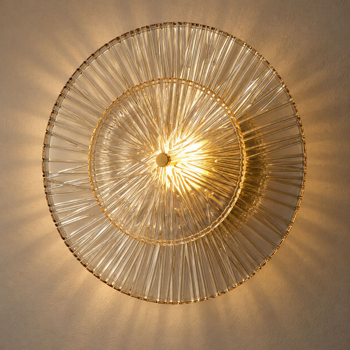 Layered Fluted Glass LED Wall Sconce – Brass Interior Wall Light